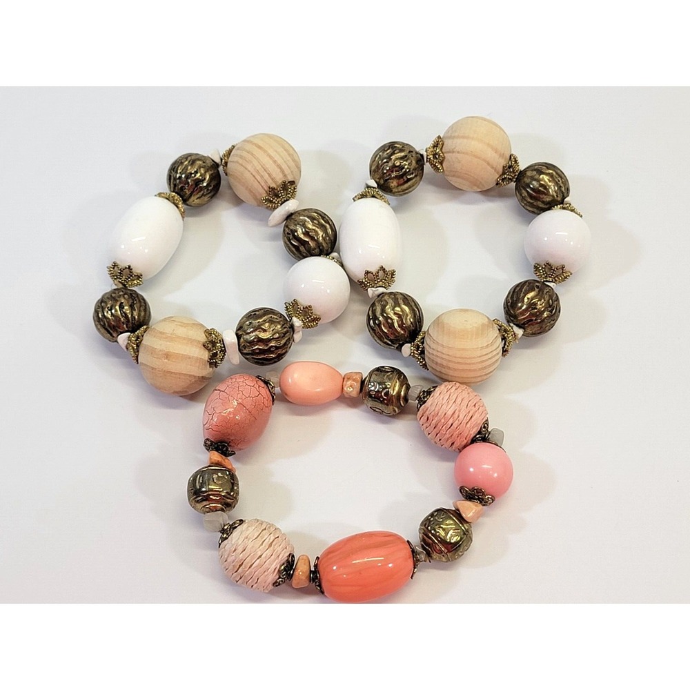 Name Brand Fashion‎ Statement LOT OF 3 Stretch Beaded Bracelets Jewelry EUC